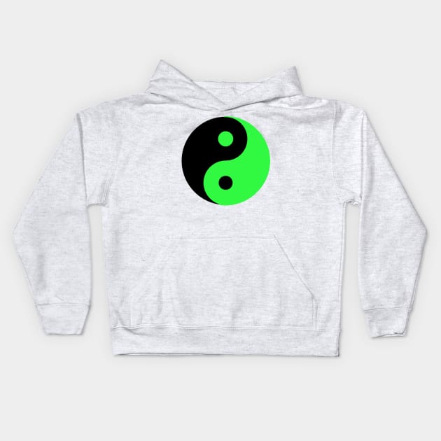 Yin Yang in black and green Kids Hoodie by NovaOven